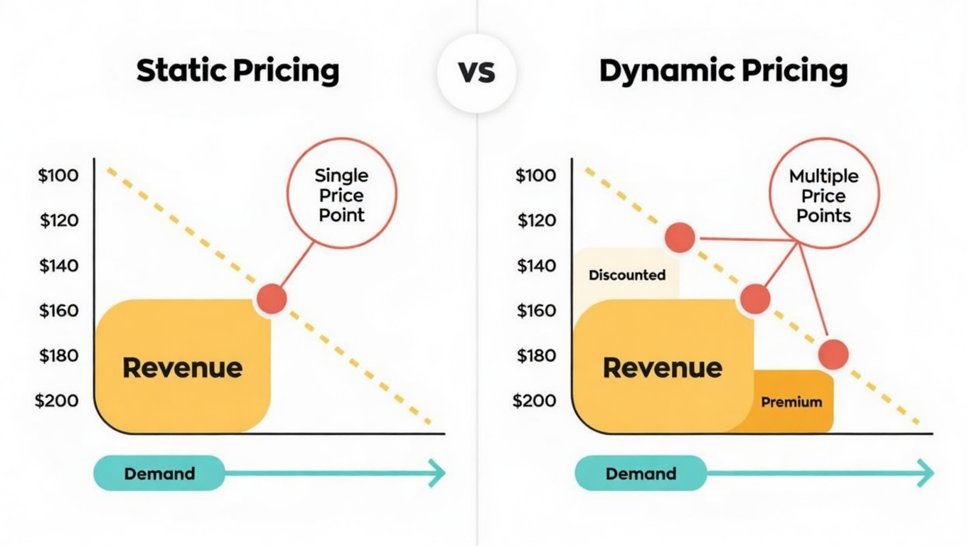 Static vs Dynamic Pricing — supply and demand comparison